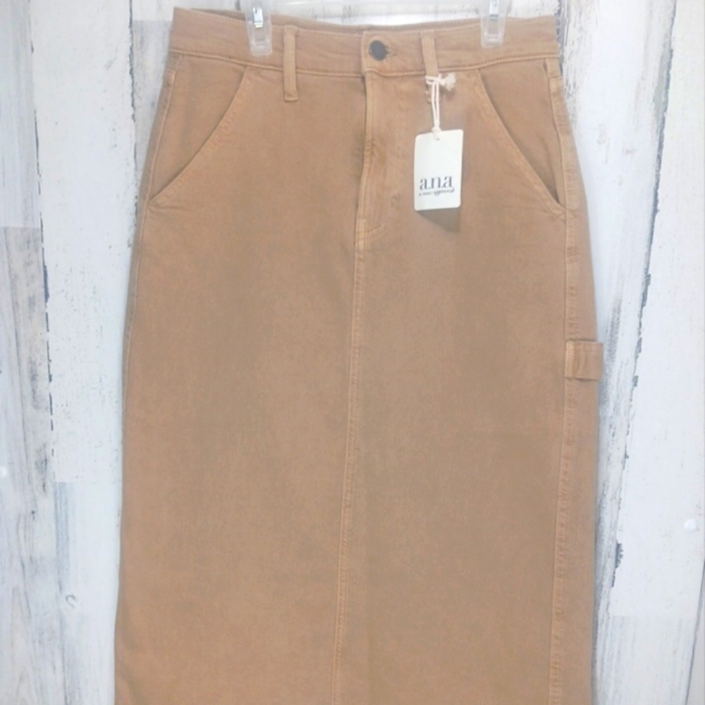 A New Approach High Rise Utility Carpenter Midi Skirt Womens 4 Stretch Cotton